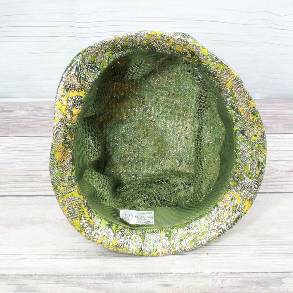 Vintage! Union Made U.S.A. Green Gold Studded Hat - Picture 10 of 11